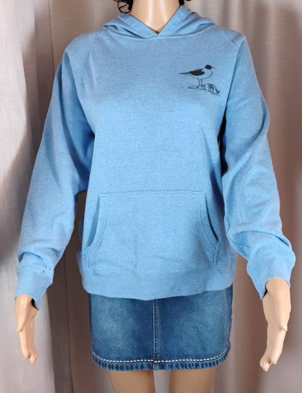 Independent Trading Hoodie Blue Raglan Seagull Coastal Youth XL Fits Women Small